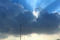 Blue sky sun rays clouds Royalty Free Stock Photo