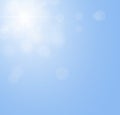 Blue sky with the sun shining,sunbeam without clouds Royalty Free Stock Photo