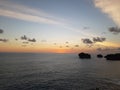 Blue sky with sunset and clouds.  Beautiful golden sunset over the sea in Indonesia Royalty Free Stock Photo