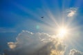 blue sky with sunshine through the clouds Royalty Free Stock Photo