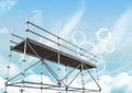 Blue sky with technology interface and 3D Scaffolding Royalty Free Stock Photo