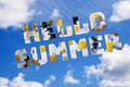 Blue sky with text Hello Summer