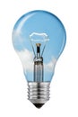 Blue Sky Thinking Lightbulb with Clipping Path Royalty Free Stock Photo