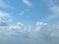 Blue sky with tiny floating clouds closeup. The moody Blues natural sky composition. Beauty in nature. Travel tourism and