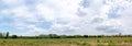 Blue sky with trees, clouds and mountains, sky background image, Panorama view Royalty Free Stock Photo