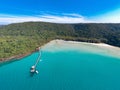 Blue sky and turqouise sea ocean at the island beside Koh Kood at the East of Thailand Royalty Free Stock Photo