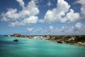 Blue sky & turquoise water. Cruising out of the port of St John`s, Antigua on a beautiful day, Caribbean