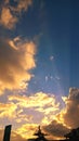 Blue sky with twilight views and radiating light