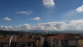 The blue sky and the upper parts of the buildings in Turkey.