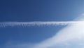 Blue sky & vapour trails Royalty Free Stock Photo