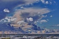 Blue sky with various clouds and stormy sea. Seascape on the Baltic Sea Royalty Free Stock Photo