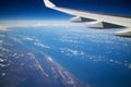 Blue sky view Cloudy Pacific Ocean Take from airplane Royalty Free Stock Photo