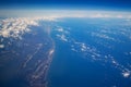 Blue sky view Cloudy Pacific Ocean Take from airplane Royalty Free Stock Photo