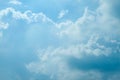 The blue sky with white cloud. Beautiful sky with fluffy cloud. Royalty Free Stock Photo