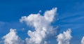 Blue sky and white cloud clear summer view over a lake green rice field, a blue sky with clouds and some white clouds Royalty Free Stock Photo