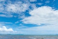 Blue sky with white cloud over sea