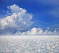 Blue sky white cloud and sand desert Royalty Free Stock Photo