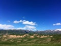 Blue Sky White Cloud Snow Mountain Green Grassland Royalty Free Stock Photo