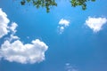 Blue sky in white cloud and sun light for background Royalty Free Stock Photo