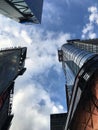 Blue sky white cloud three buildings Newyork New York Timesquare H&M