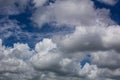 Blue sky with white clouds on an August summer day.