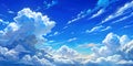 A beautiful blue sky with fluffy white clouds, creating a serene and picturesque backdrop for any scene or setting Royalty Free Stock Photo