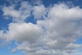 Blue sky and white clouds background, in April 2020. Royalty Free Stock Photo