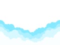 Blue sky with white clouds background. Border of clouds. Simple cartoon design. Flat style vector illustration Royalty Free Stock Photo