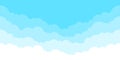 Blue sky with white clouds background. Border of clouds. Simple cartoon design. Flat style vector illustration Royalty Free Stock Photo