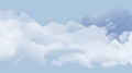 Blue sky with white clouds background. Border of clouds. Simple cartoon design. Flat style vector illustration, Royalty Free Stock Photo