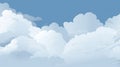 Blue sky with white clouds background. Border of clouds. Simple cartoon design. Flat style vector illustration Royalty Free Stock Photo