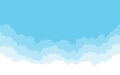 Blue sky with white clouds background. Cartoon flat style design. Vector illustration Royalty Free Stock Photo