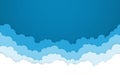 Blue sky with white clouds background. Cartoon flat style design. Vector illustration Royalty Free Stock Photo