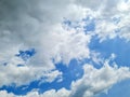 Blue sky with white clouds background with space for text. blue cloudy sky texture and there are parts with black clouds Royalty Free Stock Photo