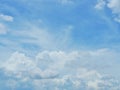 Blue sky and white clouds. It is beautiful and bright in summer. The moment of happiness and freedom Royalty Free Stock Photo