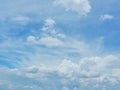 Blue sky and white clouds. It is beautiful and bright in summer. The moment of happiness and freedom Royalty Free Stock Photo