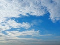 Blue sky and white clouds. It is beautiful in summer. The moment of happiness and freedom is heaven. Royalty Free Stock Photo