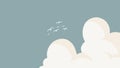 Blue Sky White Clouds And Birds Illustration Aesthetic Desktop