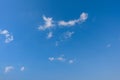 Blue sky and white clouds. Clear cloud in sunshine calm bright winter air background Royalty Free Stock Photo