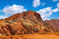 Blue sky white clouds and colorful Wensu Grand Canyon in Autumn