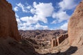 Blue sky white clouds and colorful Wensu Grand Canyon in Autumn