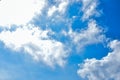 Blue sky and white clouds exposed to direct sunlight in summer