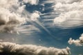 Blue sky with white clouds and lines Royalty Free Stock Photo