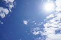 Blue sky, white clouds, natural beautiful, transparent, refreshing, see the sun shining Royalty Free Stock Photo