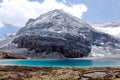 Blue Sky with White clouds over the lake and snow mountain Royalty Free Stock Photo