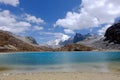 Blue Sky with White clouds over the lake and snow mountain Royalty Free Stock Photo