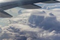 Blue sky with white clouds from the plane view. Royalty Free Stock Photo