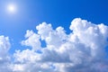 Blue sky with white clouds. rain clouds and sunshine on sunny summer or spring day Royalty Free Stock Photo