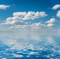 Blue sky with white clouds reflected in a water Royalty Free Stock Photo