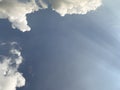 Blue sky with white clouds and sunlight